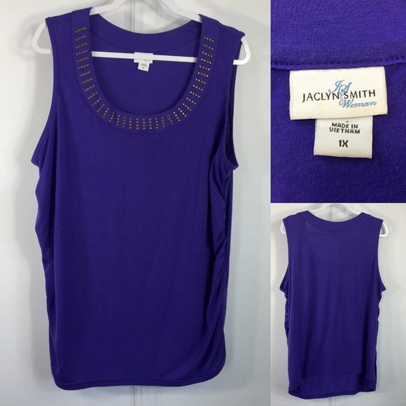 Jaclyn Smith Tops - Jaclyn Smith 1X Tank Top Purple Embellished